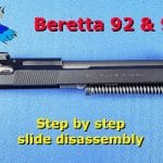 How to disassemble a Beretta 92FS slide – Beretta 92 and 96 on a bench with guide overlay