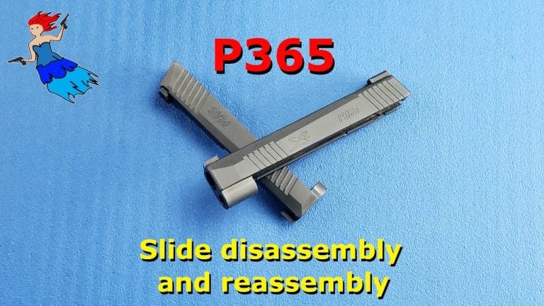 SIG Sauer P365 and P365XL slides shown during disassembly and reassembly tutorial