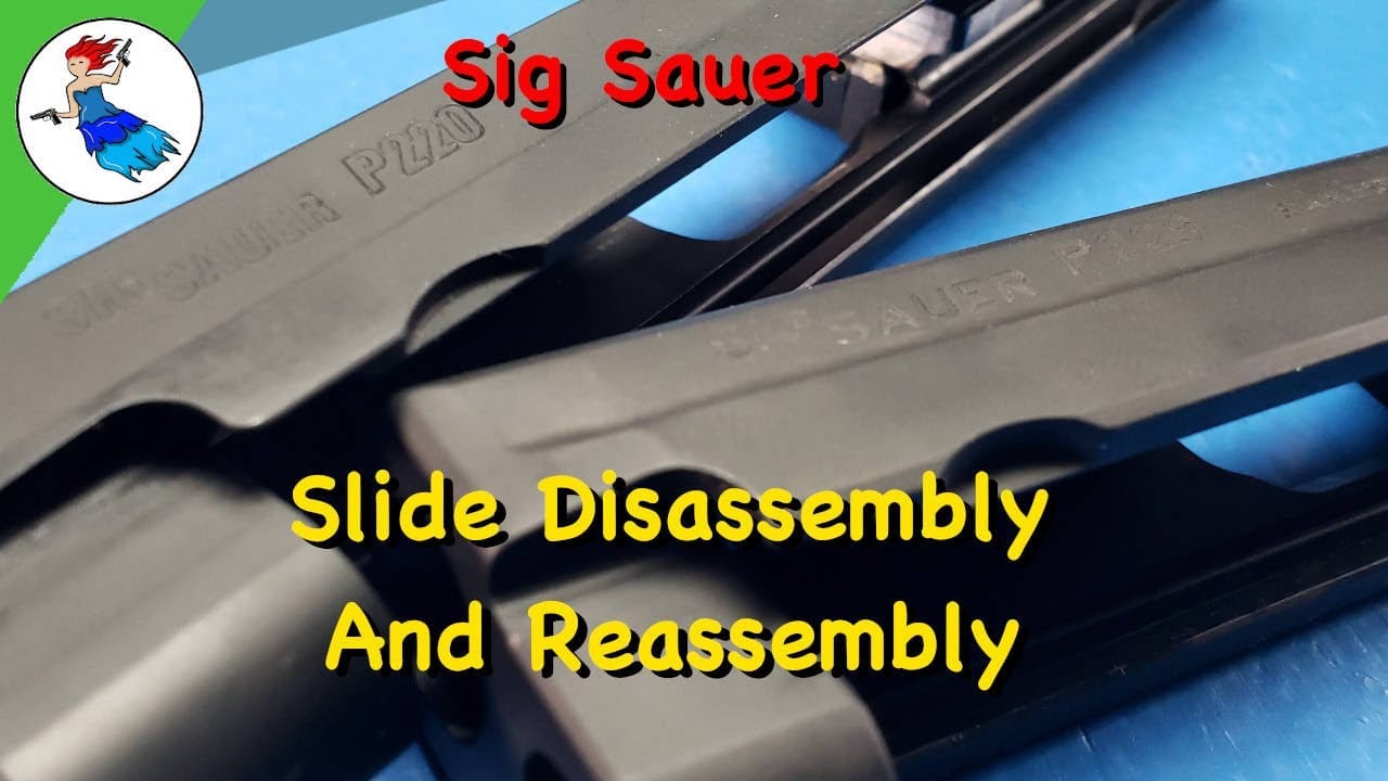 Sig Slide Disassembly and Reassembly 0 Sig Sauer P220 and P229 slides close-up showing exterior details before disassembly