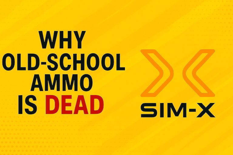 Why Old-School Ammo Is Dead podcast thumbnail with SIM-X logo on yellow background