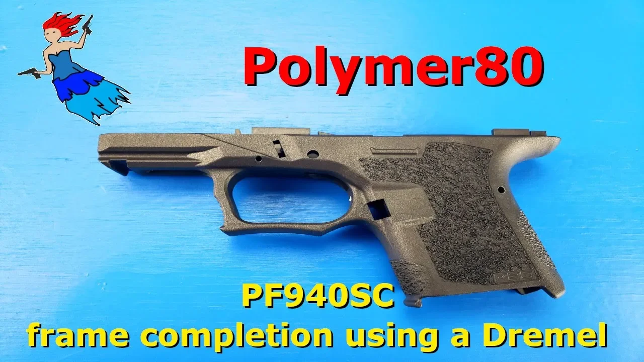 PF940SC frame completed using a Dremel, displayed on a blue background